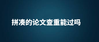 拼凑的论文查重能过吗